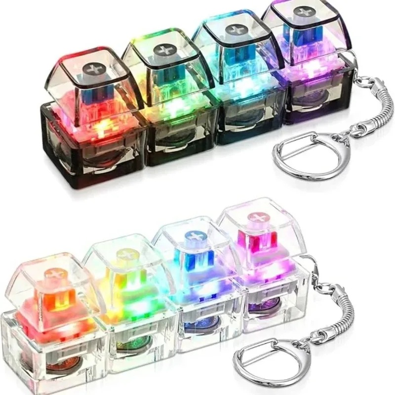Electronics Gadgets For Kids - LED-toetsenbord sleutelhanger fidget toy, kristallen clicker,