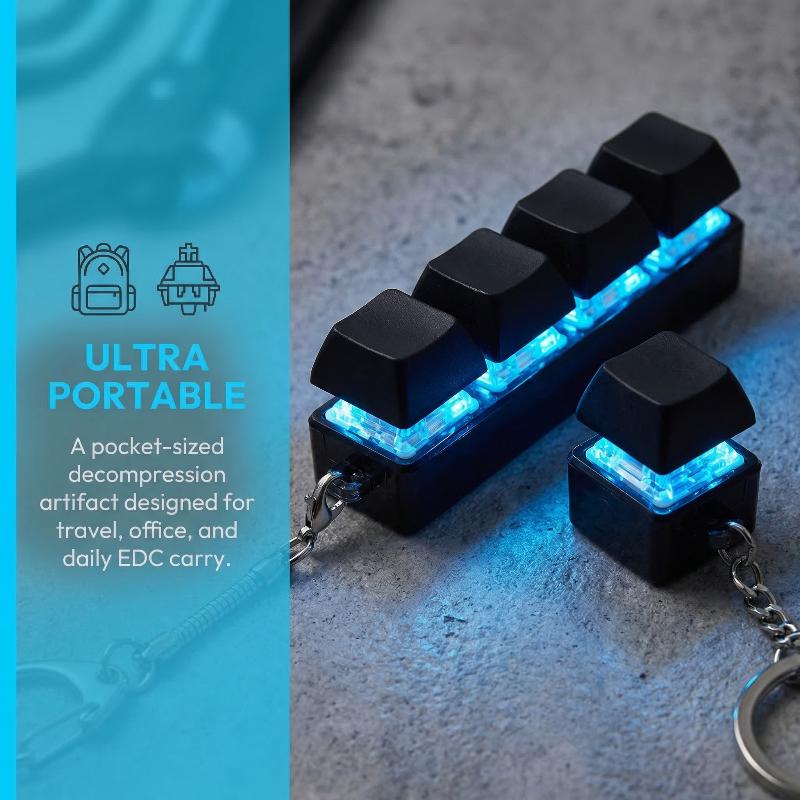 Electronics Gadgets For Kids - Stressverlichtende fidget-toetsenbord sleutelhanger speelgoed 4-knops LED-licht